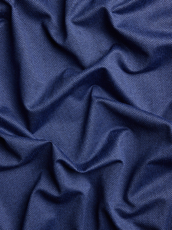 Navy Herringbone Colorado Quarter-Zip - Italian Technical Yarn Fabric Texture Detail | Greyson Clothiers