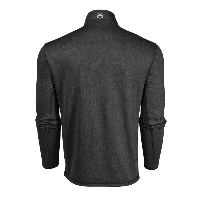 Black Herringbone Colorado Quarter-Zip - Back View with Wolf Logo | Greyson Clothiers