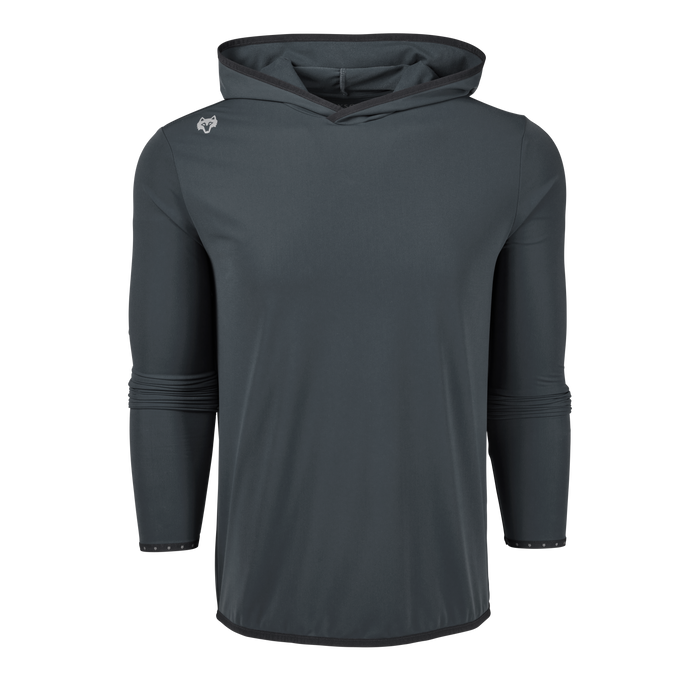 Falcon Grey Greyson Colorado Hoodie - Front View, Funnel Hood & Wolf Logo | Greyson Clothiers