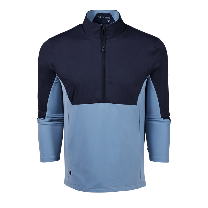 Maltese Blue Colorado Hybrid Quarter-Zip Two-Tone Men's Golf Midlayer - Front View | Greyson Clothiers