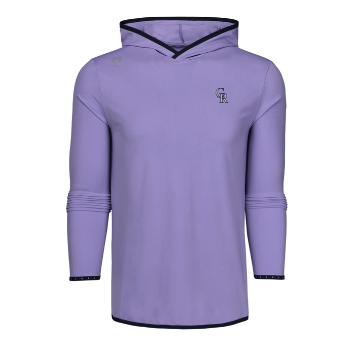 Toadflax MLB Colorado Rockies Performance Hoodie - Front Flat Lay, Navy Contrast Hood & Cuff Detail | Greyson Clothiers