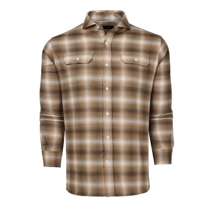 Sandstorm Copake Shadow Plaid Work Shirt - Front View, flannel plaid workshirt with dual chest pockets | Greyson Clothiers