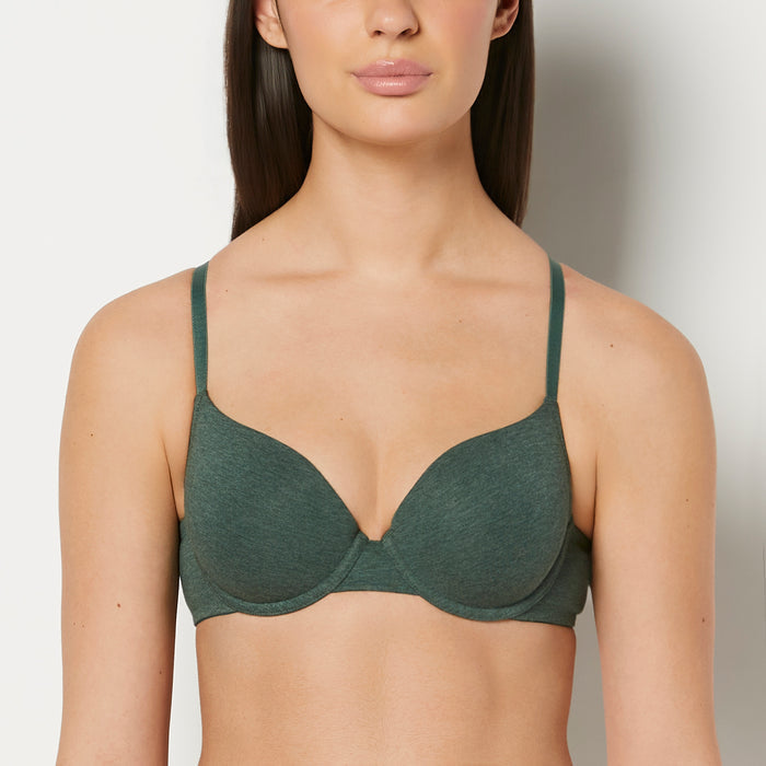 Cotton Demi Bra in Jungle Green Heather