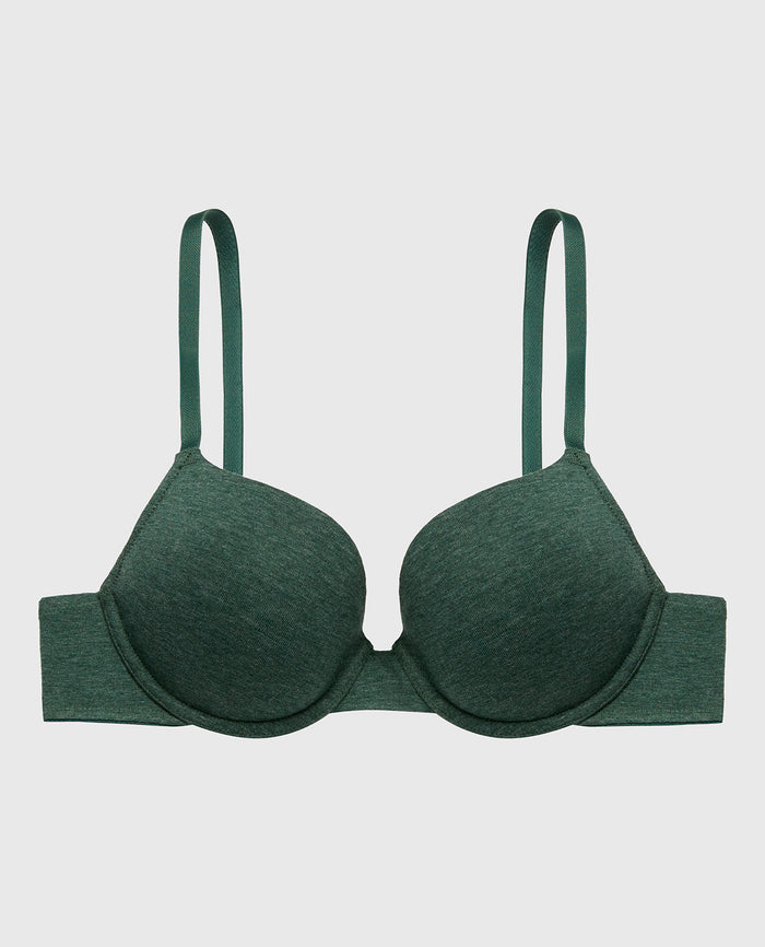 Cotton Demi Bra in Jungle Green Heather