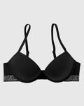 Cotton Logo Push Up Bra in Black
