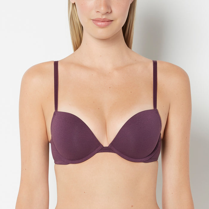 Cotton Push Up Bra in Blackberry Wine