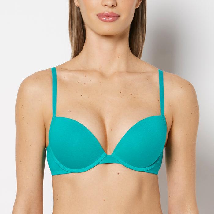 Cotton Push Up Bra in Dynasty Green