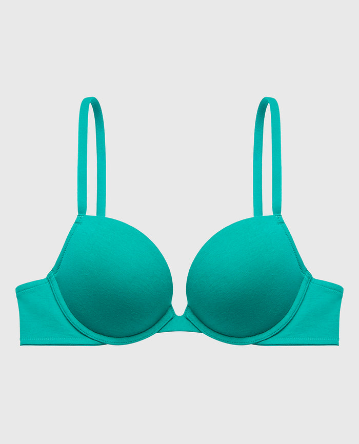 Cotton Push Up Bra in Dynasty Green