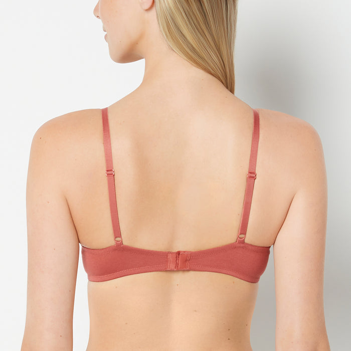 Cotton Push Up Bra in Marsala