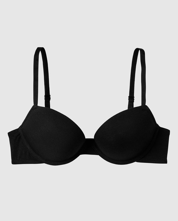Cotton Push Up Bra in Smoulder Black
