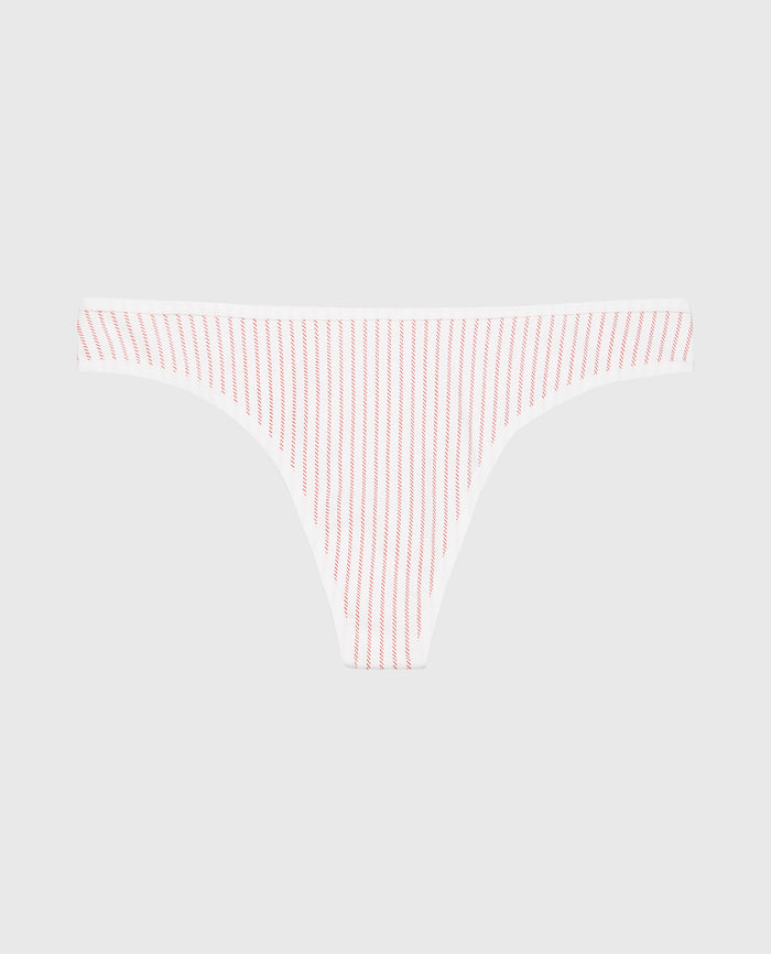 Cotton Thong Panty in Canada Stripe
