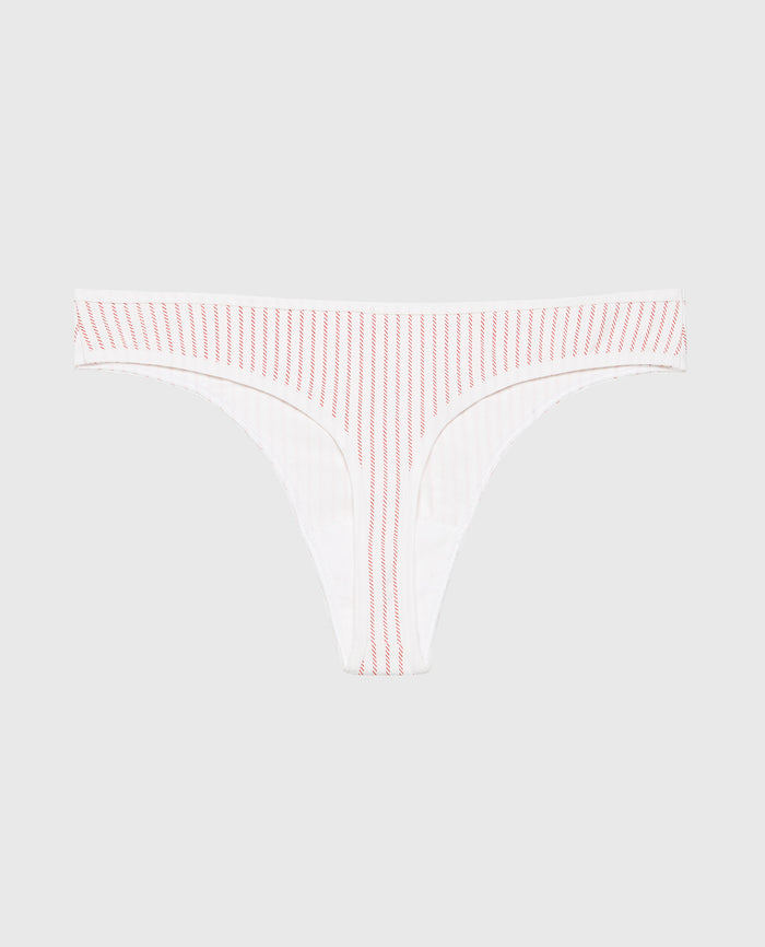 Cotton Thong Panty in Canada Stripe