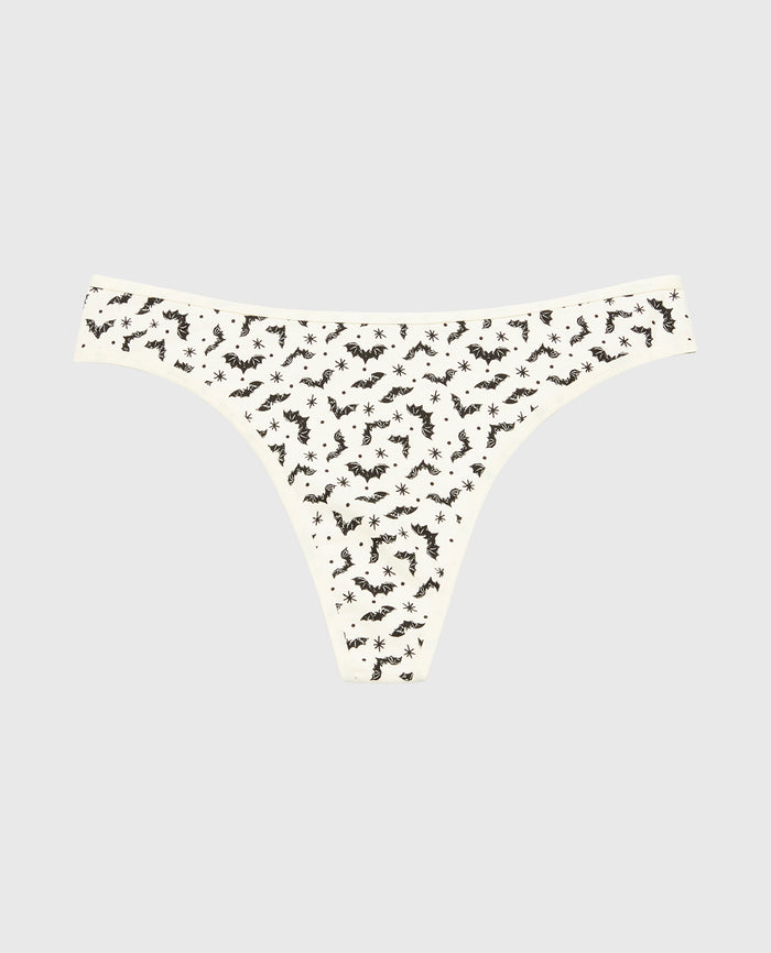 Cotton Thong Panty in Flying Bats