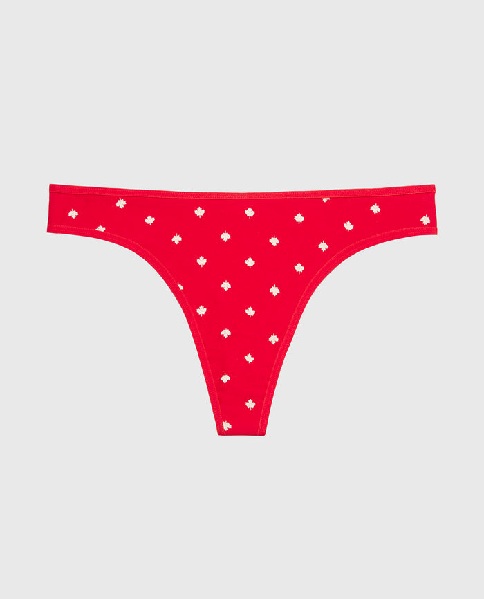 Cotton Thong Panty in Oh Canada Dot