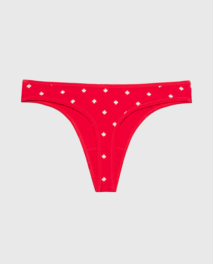 Cotton Thong Panty in Oh Canada Dot