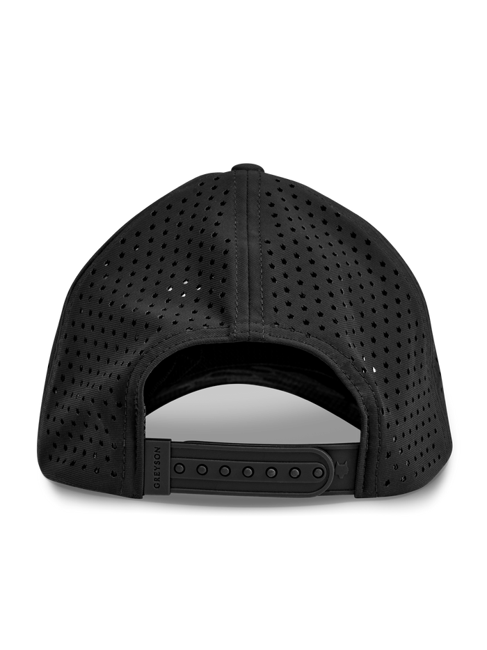 Black Coywolf Perforated Golf Hat - Back View, Adjustable Strap | Greyson Clothiers