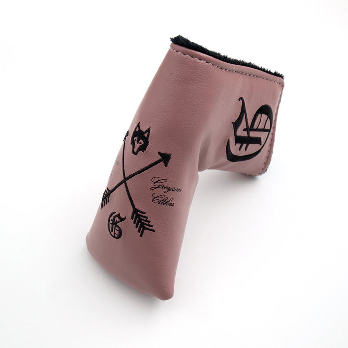 Primrose Crossed Arrows Blade Putter Cover - Angled Front, Wolf & Arrow Embroidery | Greyson Clothiers