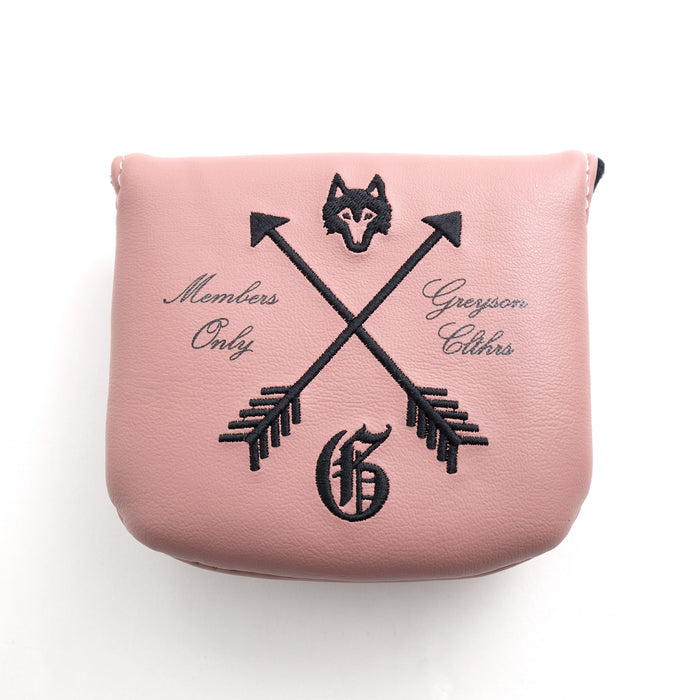 Primrose Crossed Arrows Mallet Putter Cover - Front View, Members Only Embroidered Detail | Greyson Clothiers