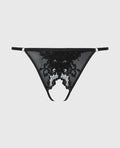 Crotchless G-String with Romantic Lace in Tuxedo Black