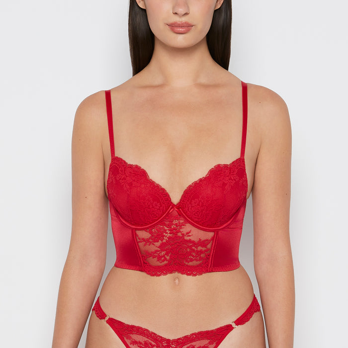 Demi Cup Bustier Bra Top in Crimson