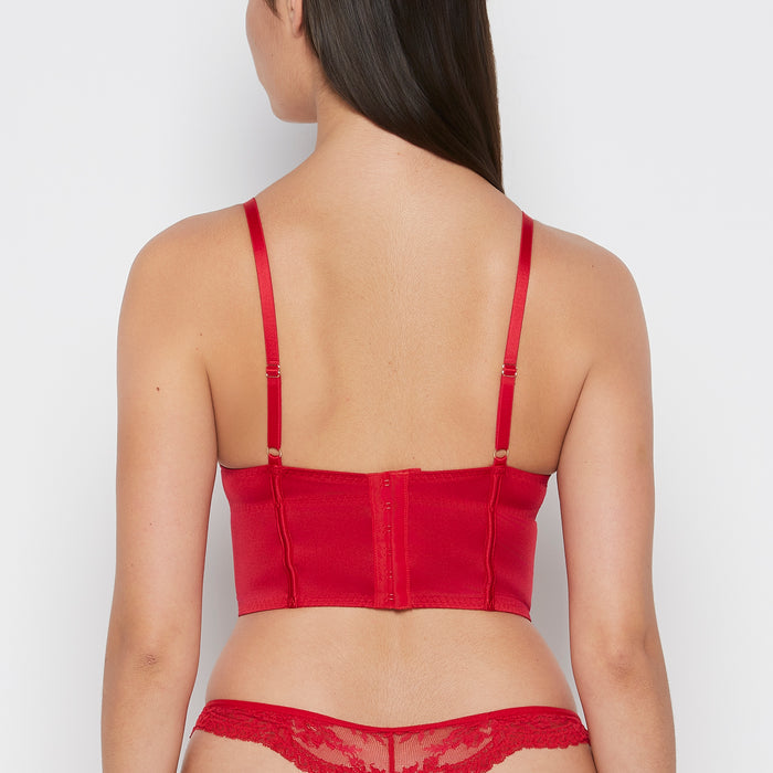 Demi Cup Bustier Bra Top in Crimson