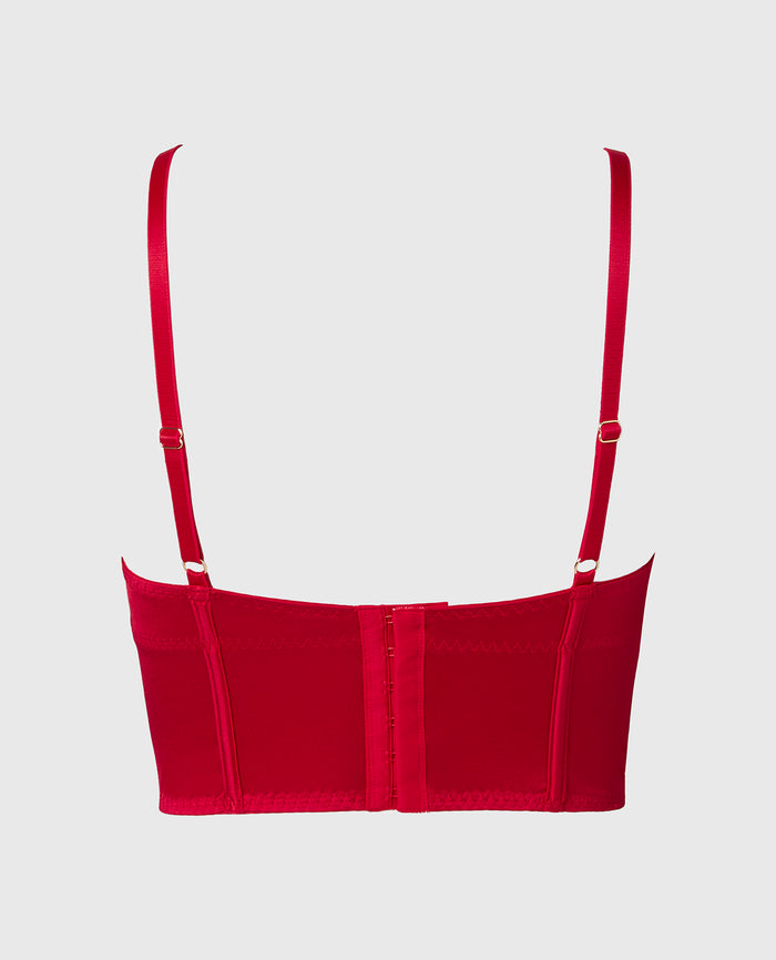 Demi Cup Bustier Bra Top in Crimson