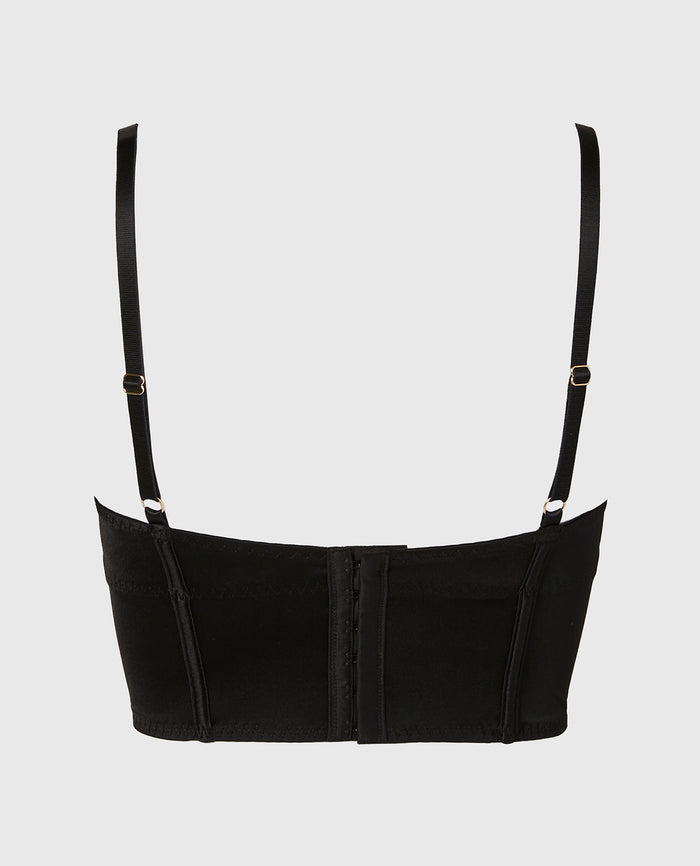 Demi Cup Bustier Bra Top in Tuxedo Black