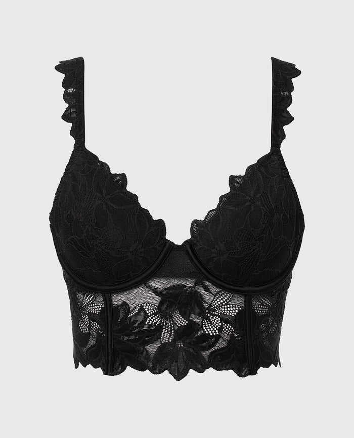 Demi Cup Bustier in Tuxedo Black