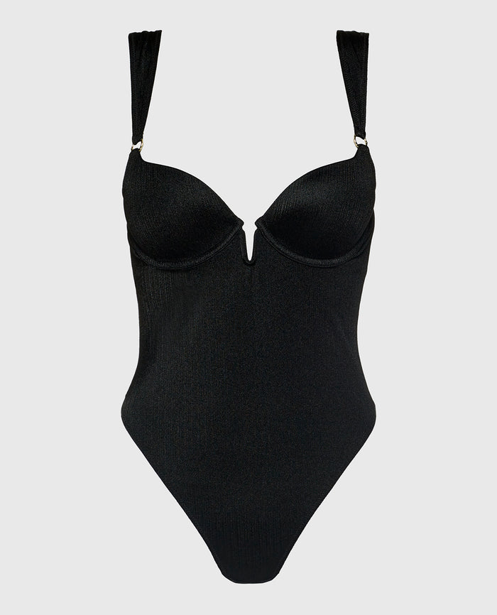 Demi Push Up Bodysuit in Tuxedo Black