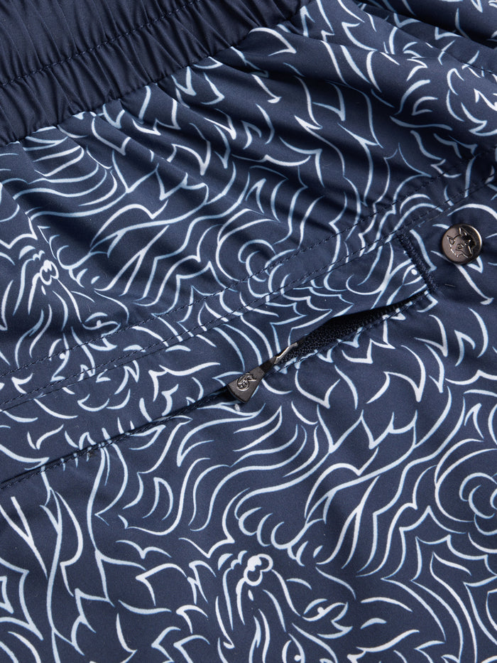 Den of Thieves Torch Swim Short - Wolf-Stamped Zip Pocket & Snap Button Detail | Greyson Clothiers