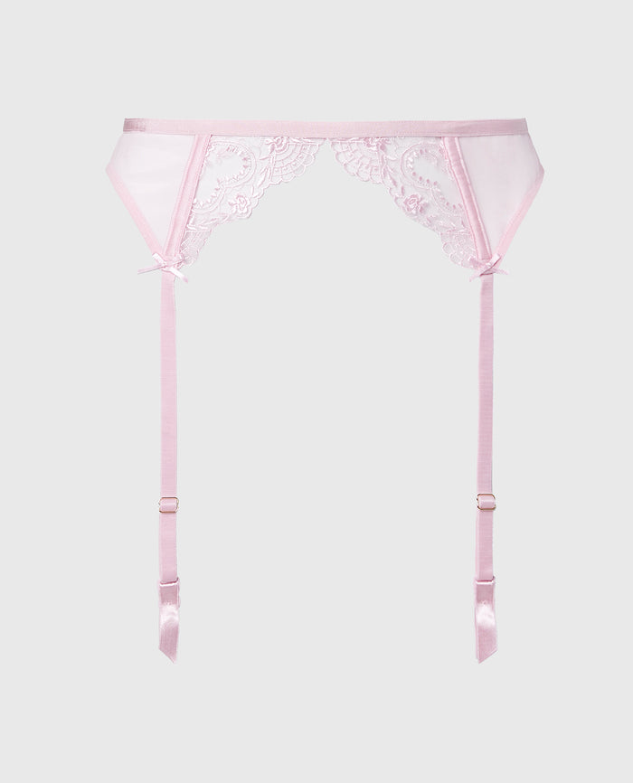 Designer Collection Garter Belt with Be Mine Embroidery in Sweet Dream