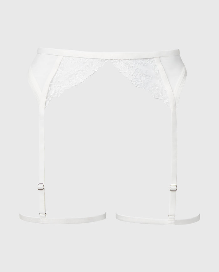 Designer Collection Garter Belt With Breezy Embroidery in Ivory