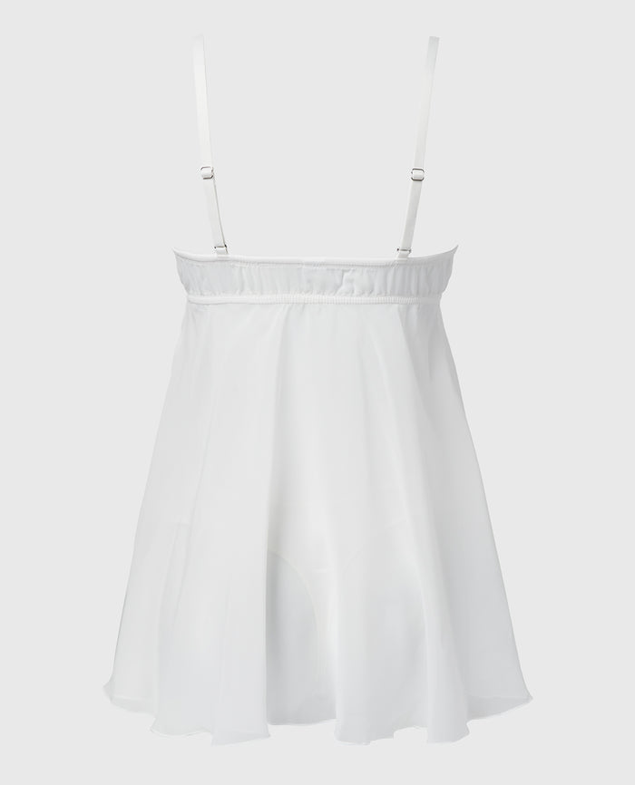 Designer Collection Lightly Lined Demi Babydoll With Breezy Embroidery In Ivory