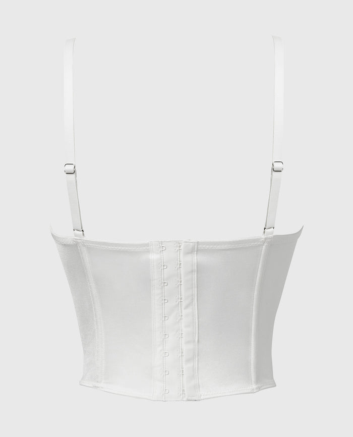 Designer Collection Lightly Lined Demi Bustier With Breezy Embroidery In Ivory
