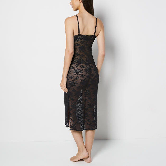 Designer Collection Midi Length Slip in Timeless Lace in Tuxedo Black