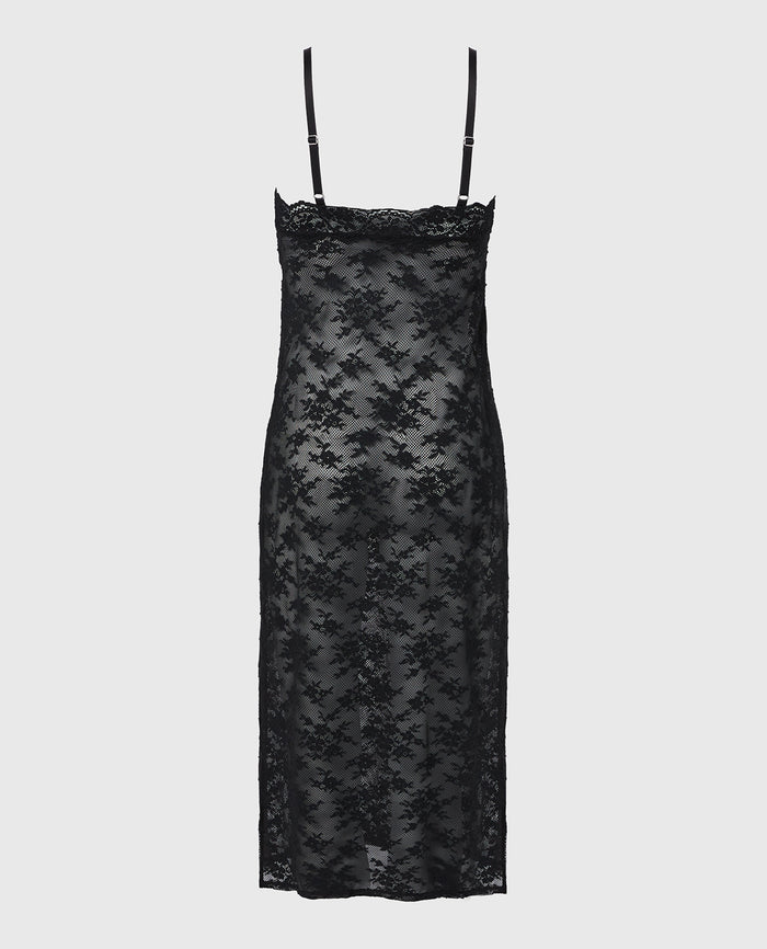 Designer Collection Midi Length Slip in Timeless Lace in Tuxedo Black