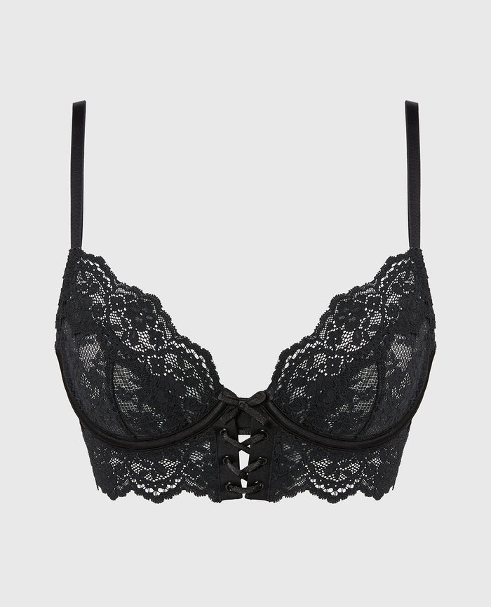 Designer Collection Unlined Demi Bra in Timeless Lace in Tuxedo Black