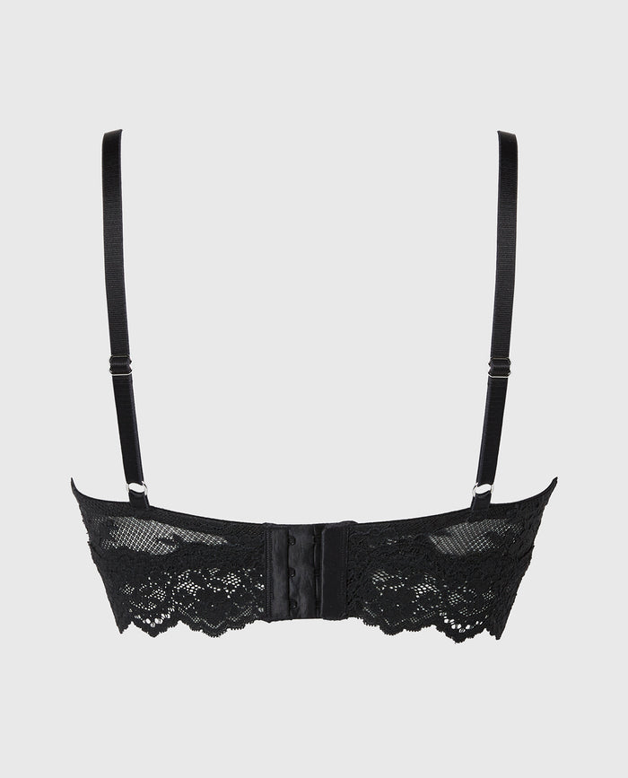 Designer Collection Unlined Demi Bra in Timeless Lace in Tuxedo Black
