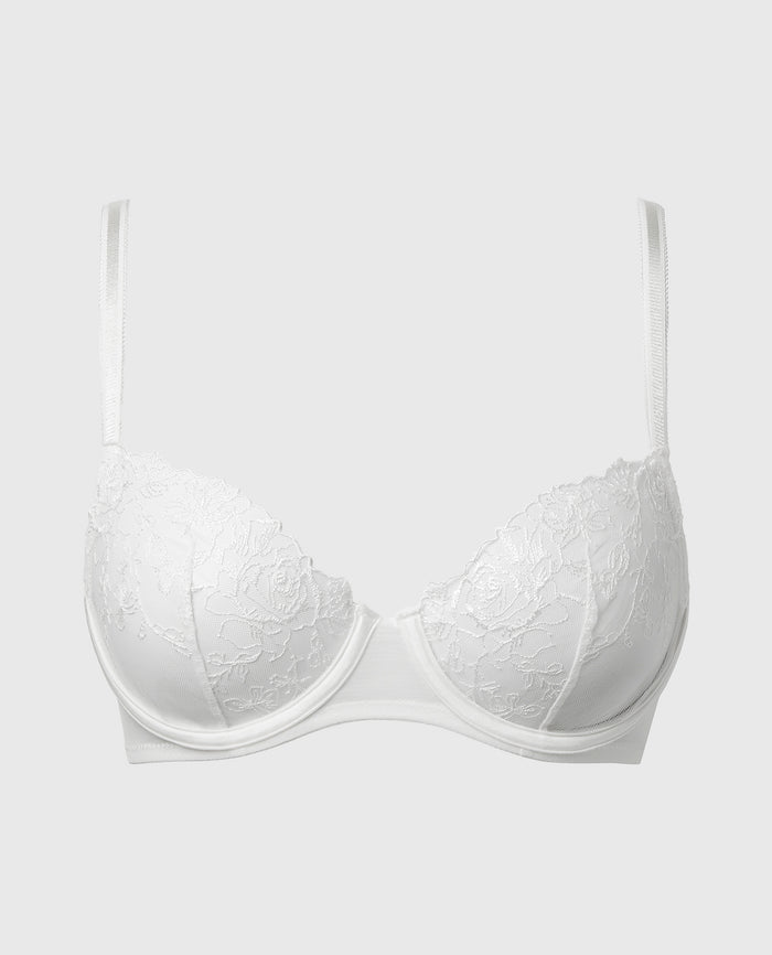 Designer Collection Unlined Demi Bra With Breezy Embroidery in Ivory