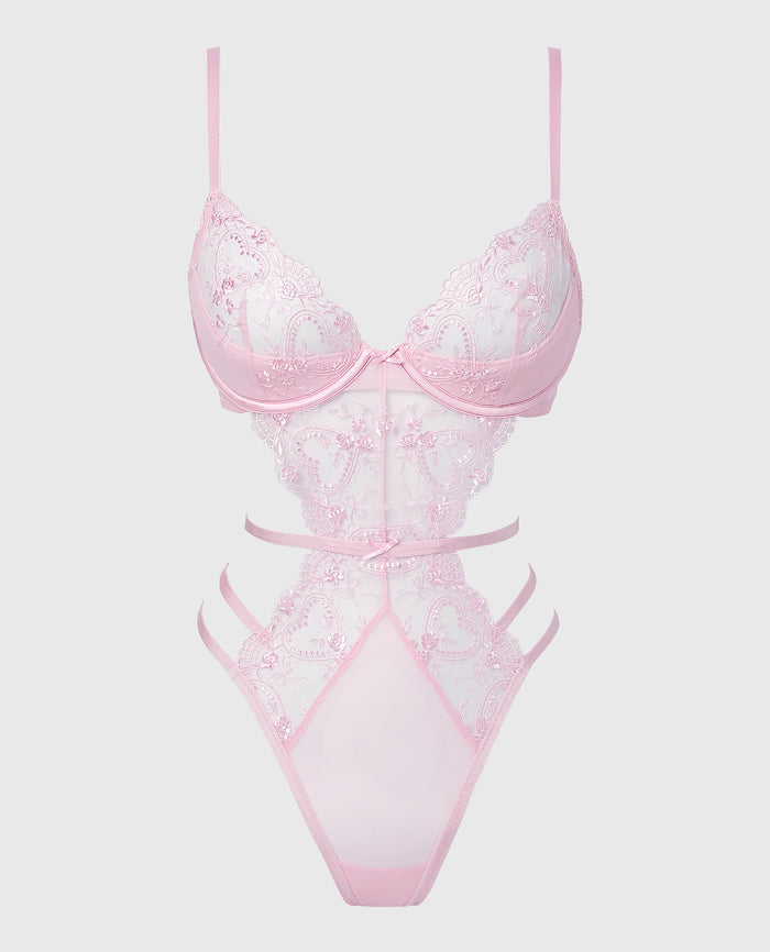Designer Collection Unlined Demi Teddy With Be Mine Embroidery in Sweet Dream