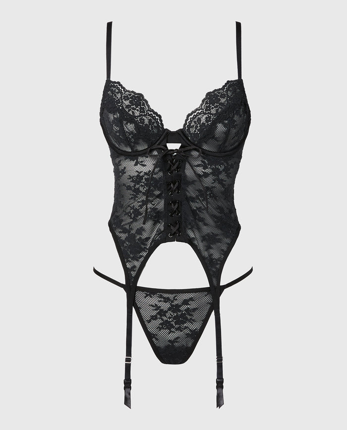 Designer Collection Unlined Merrywidow in Timeless Lace in Tuxedo Black