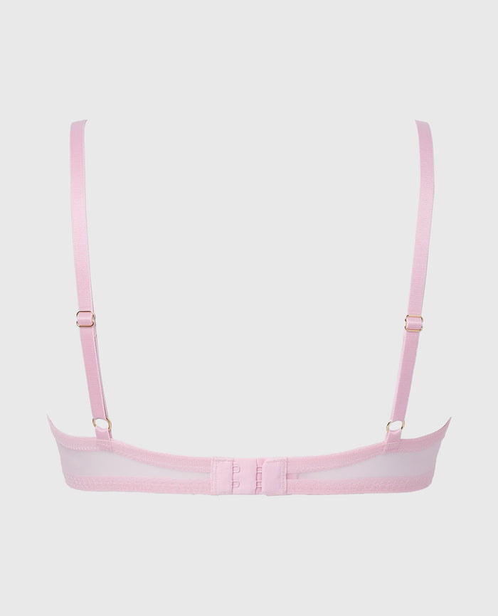Designer Collection Unlined Plunge Bra with Be Mine Embroidery in Sweet Dream