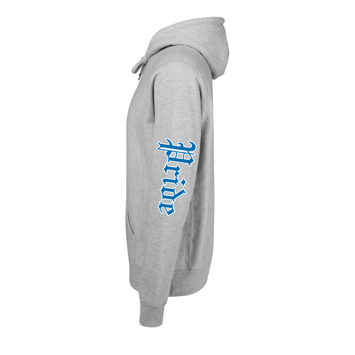 Detroit Lions One Pride Fireside Hoodie Light Grey Heather - Right Side View, Pride Sleeve Graphic | Greyson Clothiers