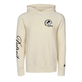 Bone Cotton Detroit Lions Soft Goods Natural Hoodie - Front View, Detroit Script Sleeve & Helmet Patch | Greyson Clothiers