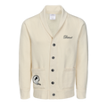 Bone Detroit Lions Soft Goods Shawl Cardigan - Front View, Detroit Script & Helmet Patch | Greyson Clothiers