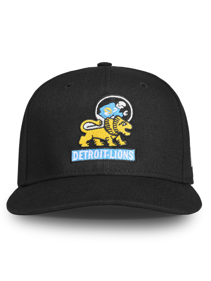 Black Detroit Lions Throwback 9Fifty Snapback, Vintage Logo Front View | Greyson Clothiers