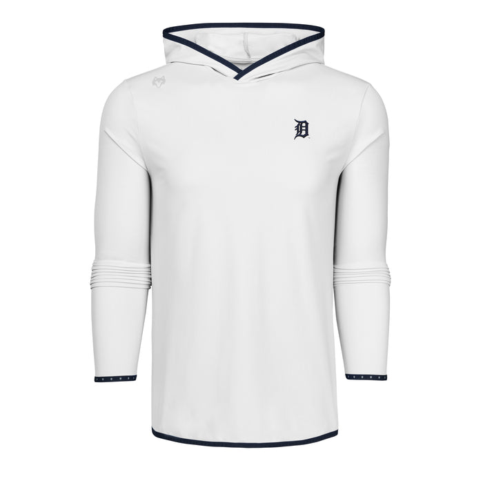 Arctic Detroit Tigers Colorado Hoodie - Front View, Navy Contrast Trim & Tigers D Logo | Greyson Clothiers