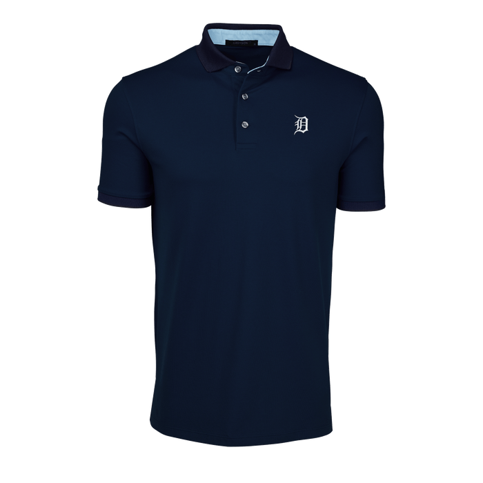 Maltese Blue Detroit Tigers Crowley Golf Polo - Front View with Embroidered D Logo | Greyson Clothiers