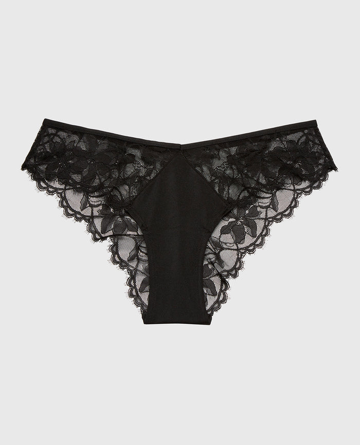 Diva Cheeky Panty With Afterglow Lace in Tuexdo Black
