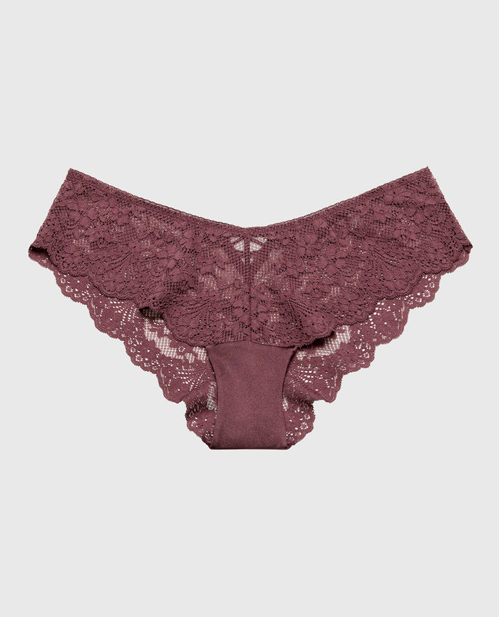 Diva Cheeky Panty with Timeless Lace in Plum Wine